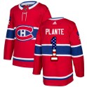 Adidas Montreal Canadiens Men's Jacques Plante Authentic Red USA Flag Fashion NHL Jersey