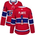 Adidas Montreal Canadiens Women's Jacques Plante Authentic Red USA Flag Fashion NHL Jersey