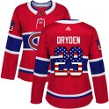 Adidas Montreal Canadiens Women's Ken Dryden Authentic Red USA Flag Fashion NHL Jersey
