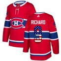 Adidas Montreal Canadiens Youth Maurice Richard Authentic Red USA Flag Fashion NHL Jersey