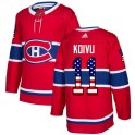 Adidas Montreal Canadiens Men's Saku Koivu Authentic Red USA Flag Fashion NHL Jersey
