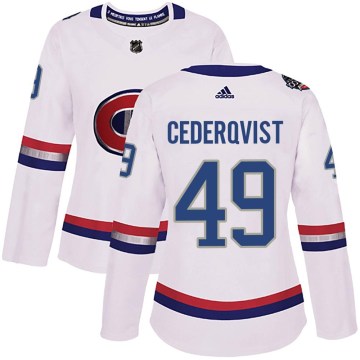 Adidas Montreal Canadiens Women's Filip Cederqvist Authentic White 2017 100 Classic NHL Jersey