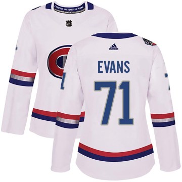 Adidas Montreal Canadiens Women's Jake Evans Authentic White 2017 100 Classic NHL Jersey