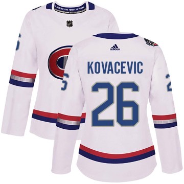 Adidas Montreal Canadiens Women's Johnathan Kovacevic Authentic White 2017 100 Classic NHL Jersey