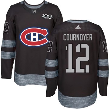Montreal Canadiens Men's Yvan Cournoyer Authentic Black 1917-2017 100th Anniversary NHL Jersey