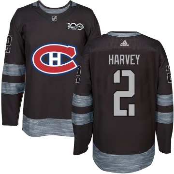 Montreal Canadiens Men's Doug Harvey Authentic Black 1917-2017 100th Anniversary NHL Jersey