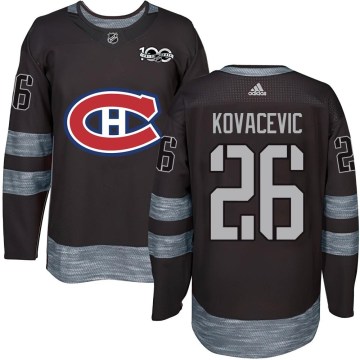 Montreal Canadiens Men's Johnathan Kovacevic Authentic Black 1917-2017 100th Anniversary NHL Jersey