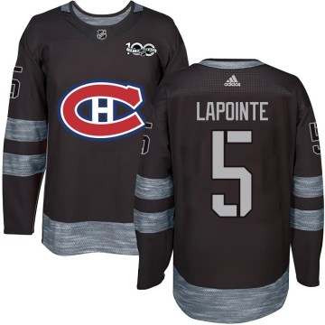 Montreal Canadiens Men's Guy Lapointe Authentic Black 1917-2017 100th Anniversary NHL Jersey
