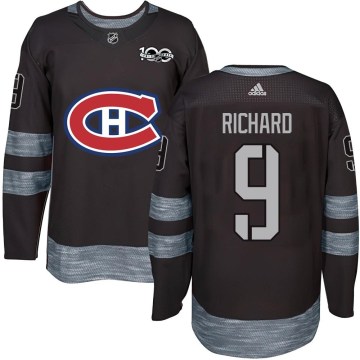 Montreal Canadiens Men's Maurice Richard Authentic Black 1917-2017 100th Anniversary NHL Jersey