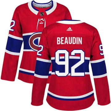 Adidas Montreal Canadiens Women's Nicolas Beaudin Authentic Red Home NHL Jersey