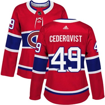 Adidas Montreal Canadiens Women's Filip Cederqvist Authentic Red Home NHL Jersey