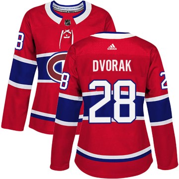 Adidas Montreal Canadiens Women's Christian Dvorak Authentic Red Home NHL Jersey