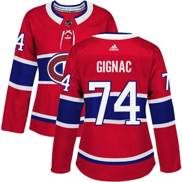 Adidas Montreal Canadiens Women's Brandon Gignac Authentic Red Home NHL Jersey