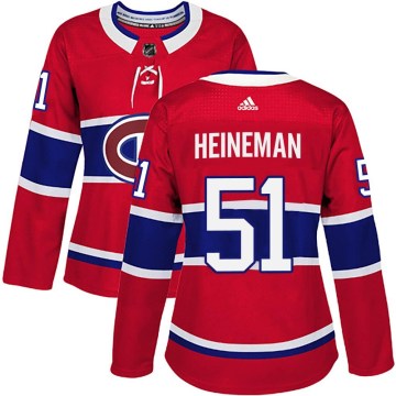 Adidas Montreal Canadiens Women's Emil Heineman Authentic Red Home NHL Jersey