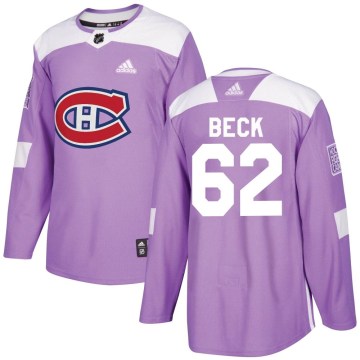 Adidas Montreal Canadiens Youth Owen Beck Authentic Purple Fights Cancer Practice NHL Jersey