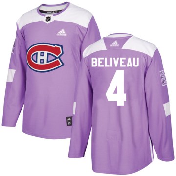 Adidas Montreal Canadiens Youth Jean Beliveau Authentic Purple Fights Cancer Practice NHL Jersey