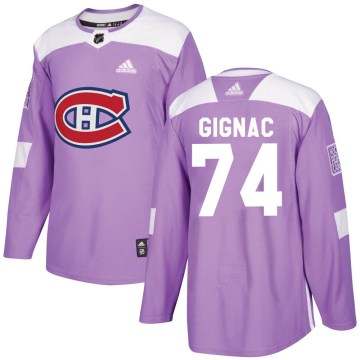 Adidas Montreal Canadiens Youth Brandon Gignac Authentic Purple Fights Cancer Practice NHL Jersey