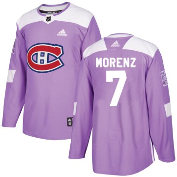 Adidas Montreal Canadiens Youth Howie Morenz Authentic Purple Fights Cancer Practice NHL Jersey