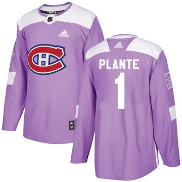 Adidas Montreal Canadiens Youth Jacques Plante Authentic Purple Fights Cancer Practice NHL Jersey