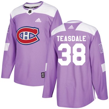 Adidas Montreal Canadiens Youth Joel Teasdale Authentic Purple Fights Cancer Practice NHL Jersey