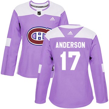Adidas Montreal Canadiens Women's Josh Anderson Authentic Purple Fights Cancer Practice NHL Jersey
