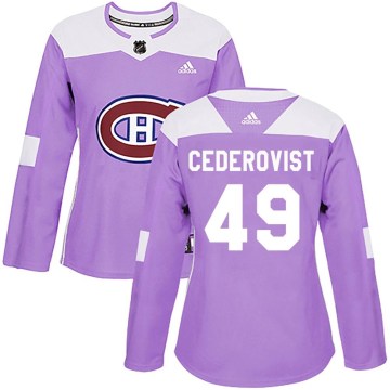 Adidas Montreal Canadiens Women's Filip Cederqvist Authentic Purple Fights Cancer Practice NHL Jersey