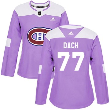 Adidas Montreal Canadiens Women's Kirby Dach Authentic Purple Fights Cancer Practice NHL Jersey