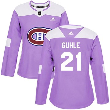 Adidas Montreal Canadiens Women's Kaiden Guhle Authentic Purple Fights Cancer Practice NHL Jersey
