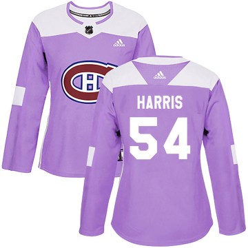 Adidas Montreal Canadiens Women's Jordan Harris Authentic Purple Fights Cancer Practice NHL Jersey
