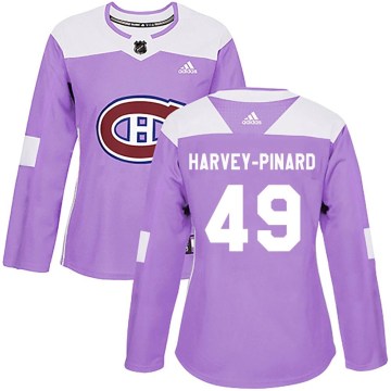 Adidas Montreal Canadiens Women's Rafael Harvey-Pinard Authentic Purple Fights Cancer Practice NHL Jersey