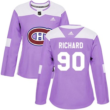 Adidas Montreal Canadiens Women's Anthony Richard Authentic Purple Fights Cancer Practice NHL Jersey