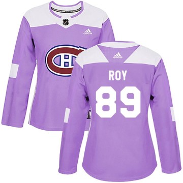 Adidas Montreal Canadiens Women's Joshua Roy Authentic Purple Fights Cancer Practice NHL Jersey