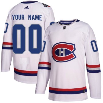 Adidas Montreal Canadiens Men's Custom Authentic White Custom 2017 100 Classic NHL Jersey