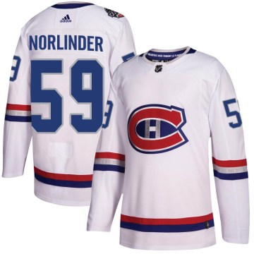 Adidas Montreal Canadiens Men's Mattias Norlinder Authentic White 2017 100 Classic NHL Jersey