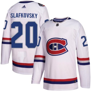 Adidas Montreal Canadiens Men's Juraj Slafkovsky Authentic White 2017 100 Classic NHL Jersey