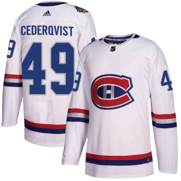 Adidas Montreal Canadiens Youth Filip Cederqvist Authentic White 2017 100 Classic NHL Jersey