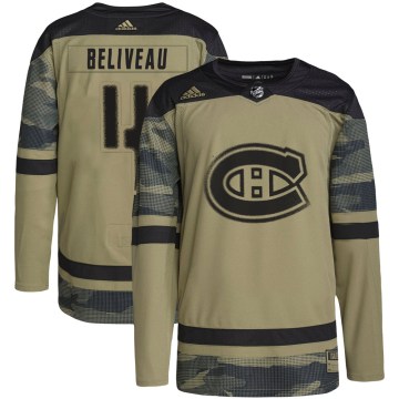 Adidas Montreal Canadiens Men's Jean Beliveau Authentic Camo Military Appreciation Practice NHL Jersey