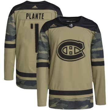 Adidas Montreal Canadiens Men's Jacques Plante Authentic Camo Military Appreciation Practice NHL Jersey