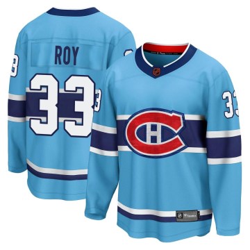 Fanatics Branded Montreal Canadiens Youth Patrick Roy Breakaway Light Blue Special Edition 2.0 NHL Jersey