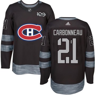 Montreal Canadiens Youth Guy Carbonneau Authentic Black 1917-2017 100th Anniversary NHL Jersey