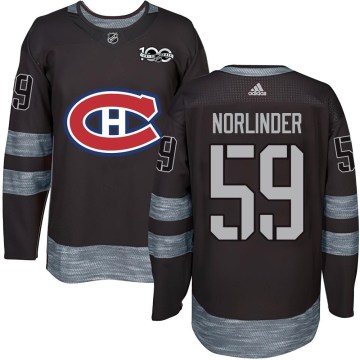 Montreal Canadiens Youth Mattias Norlinder Authentic Black 1917-2017 100th Anniversary NHL Jersey