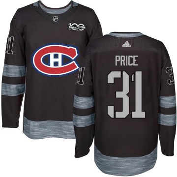 Montreal Canadiens Youth Carey Price Authentic Black 1917-2017 100th Anniversary NHL Jersey