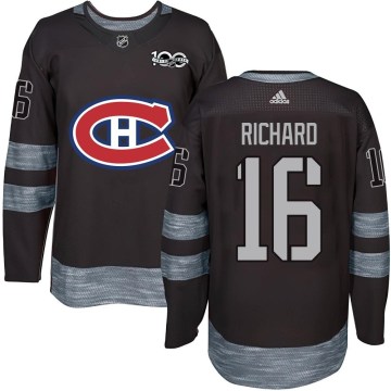 Montreal Canadiens Youth Henri Richard Authentic Black 1917-2017 100th Anniversary NHL Jersey