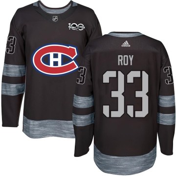 Montreal Canadiens Youth Patrick Roy Authentic Black 1917-2017 100th Anniversary NHL Jersey