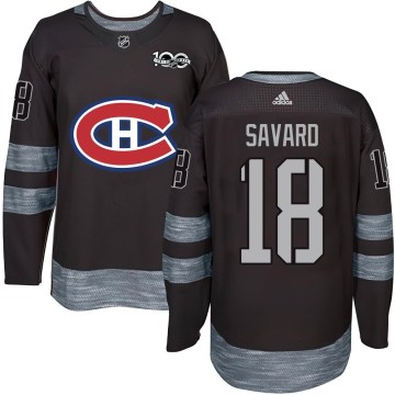 Montreal Canadiens Youth Serge Savard Authentic Black 1917-2017 100th Anniversary NHL Jersey