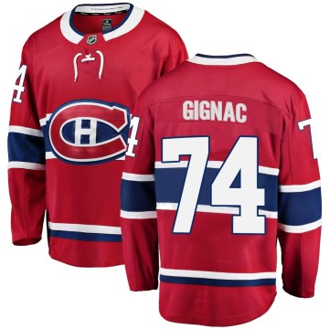 Fanatics Branded Montreal Canadiens Men's Brandon Gignac Breakaway Red Home NHL Jersey