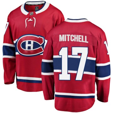 Fanatics Branded Montreal Canadiens Men's Torrey Mitchell Breakaway Red Home NHL Jersey