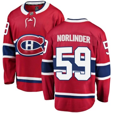 Fanatics Branded Montreal Canadiens Men's Mattias Norlinder Breakaway Red Home NHL Jersey