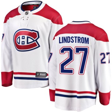 Fanatics Branded Montreal Canadiens Youth Gustav Lindstrom Breakaway White Away NHL Jersey