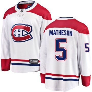 Fanatics Branded Montreal Canadiens Youth Mike Matheson Breakaway White Away NHL Jersey